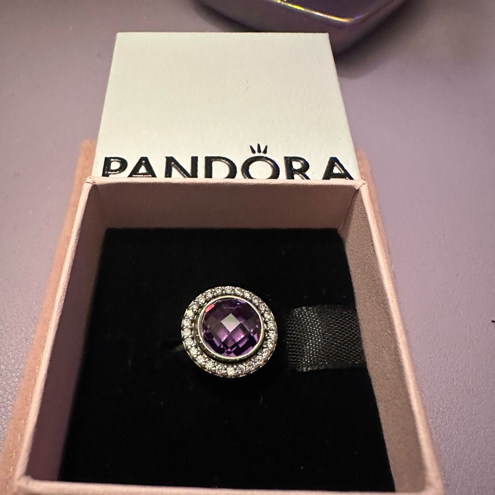 Pandora Silver Ring with Purple Gem